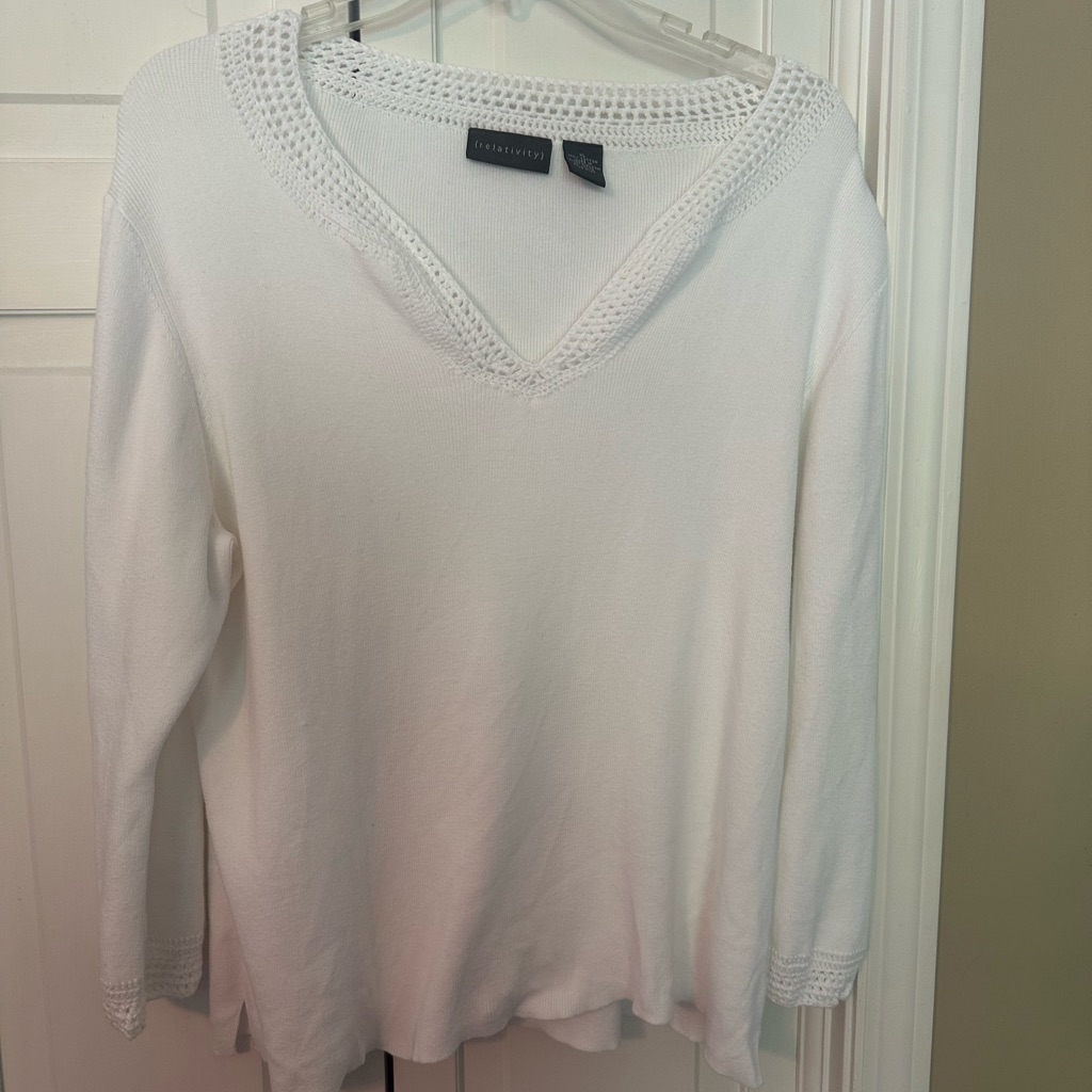 Relativity White Cotton Knit Top | Size Xl